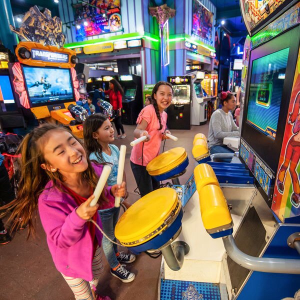 kids playing in the arcade
